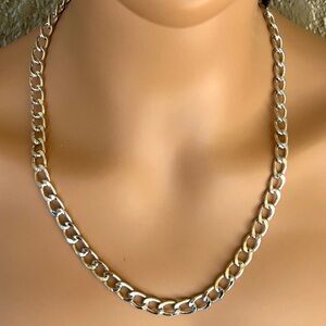 Stylish Silver Tone Cuban Link Necklace